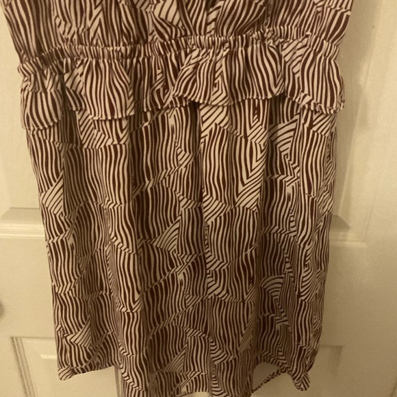 Scotch & Soda Womens Ruffled Cap Sleeve Illusion Striped Dress Red White Petite - Picture 8 of 14